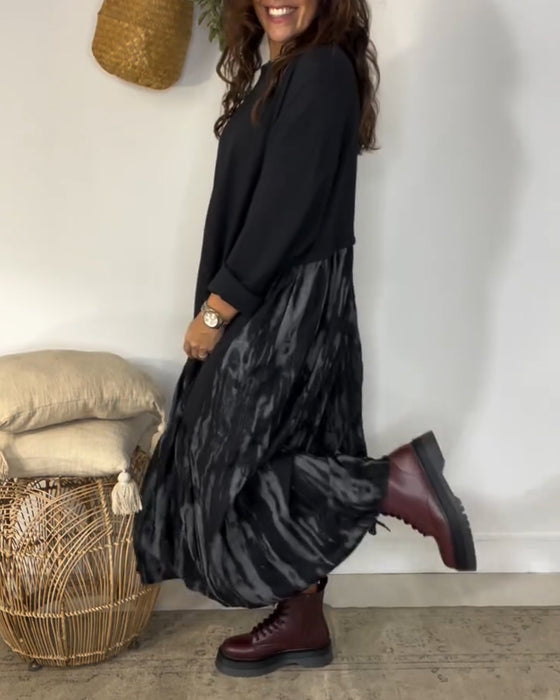 Reese | Round Neck Dress with Irregular Patchwork Pattern