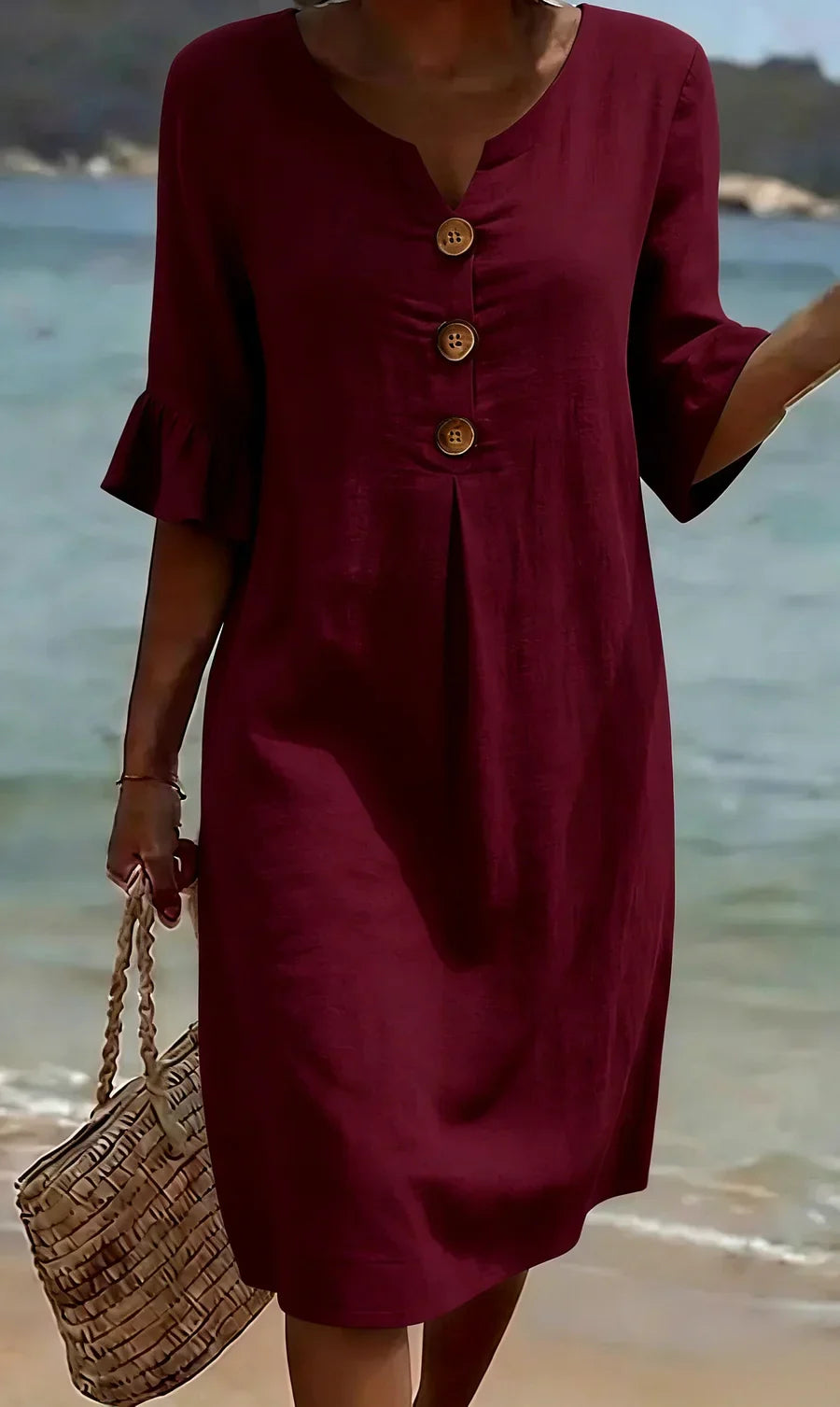 Dahlia | Elegant Mid-Length Dress with Buttons