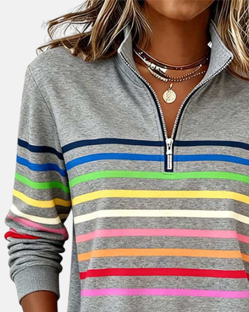 Alicia | STRIPED ZIP HOODIE