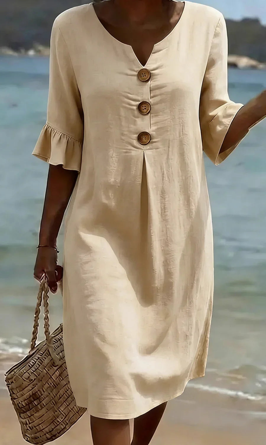 Dahlia | Elegant Mid-Length Dress with Buttons