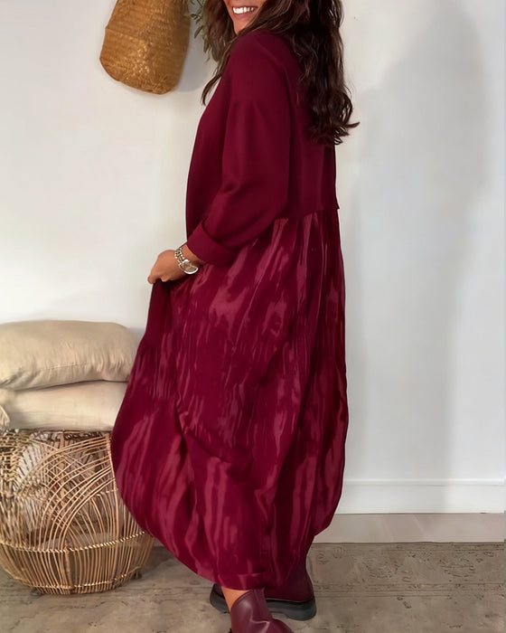 Reese | Round Neck Dress with Irregular Patchwork Pattern