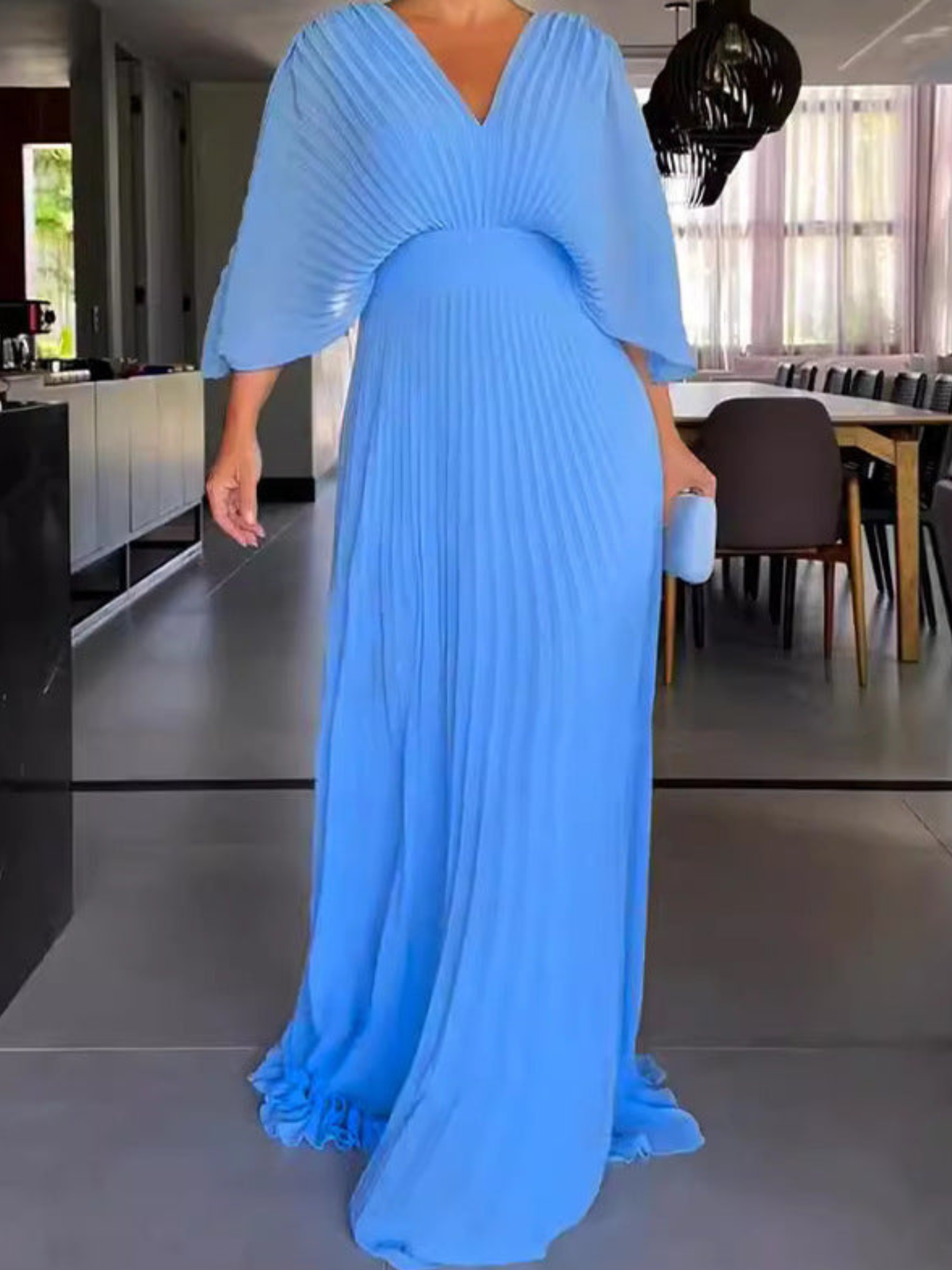 Maria | Lively Maxi Dress with Pleats