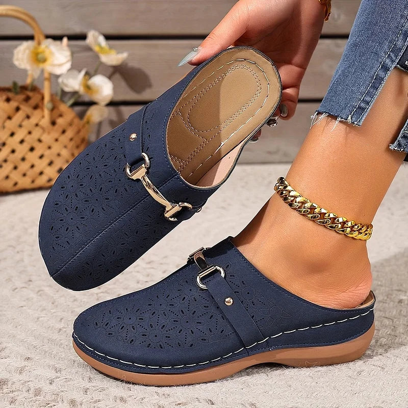 Cynthia | Casual Mules with Floral Pattern and No Laces