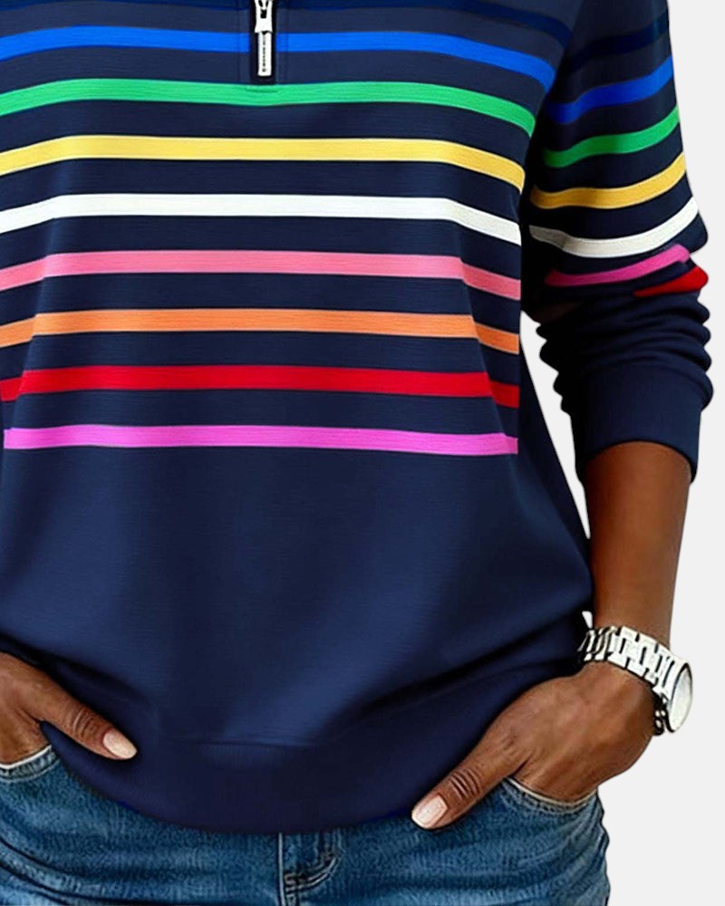 Alicia | STRIPED ZIP HOODIE