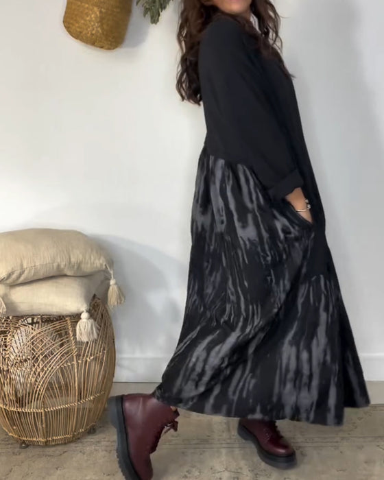 Reese | Round Neck Dress with Irregular Patchwork Pattern