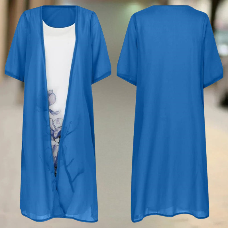 Angela | Long Cotton Dress with Round Neckline