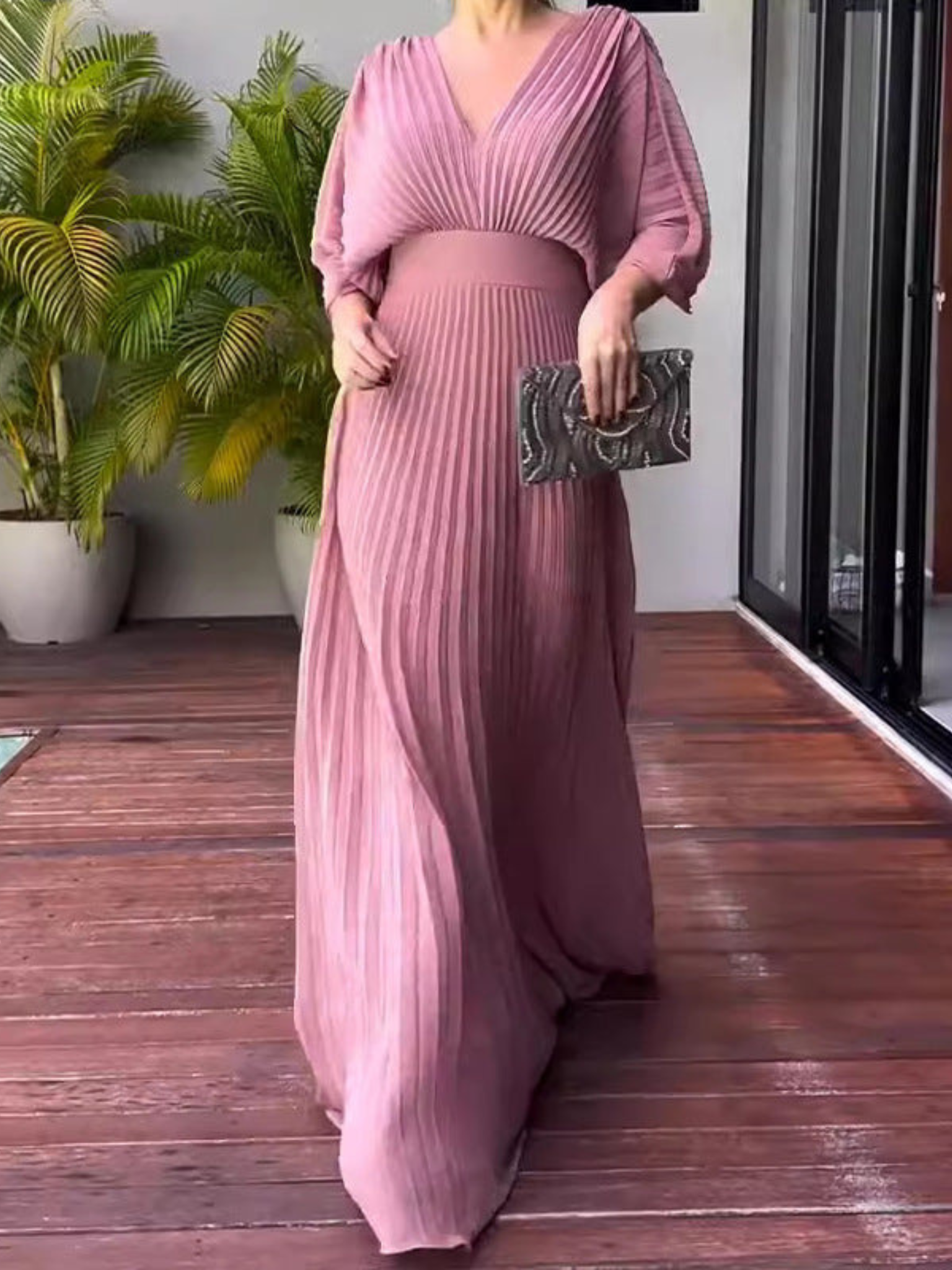 Maria | Lively Maxi Dress with Pleats