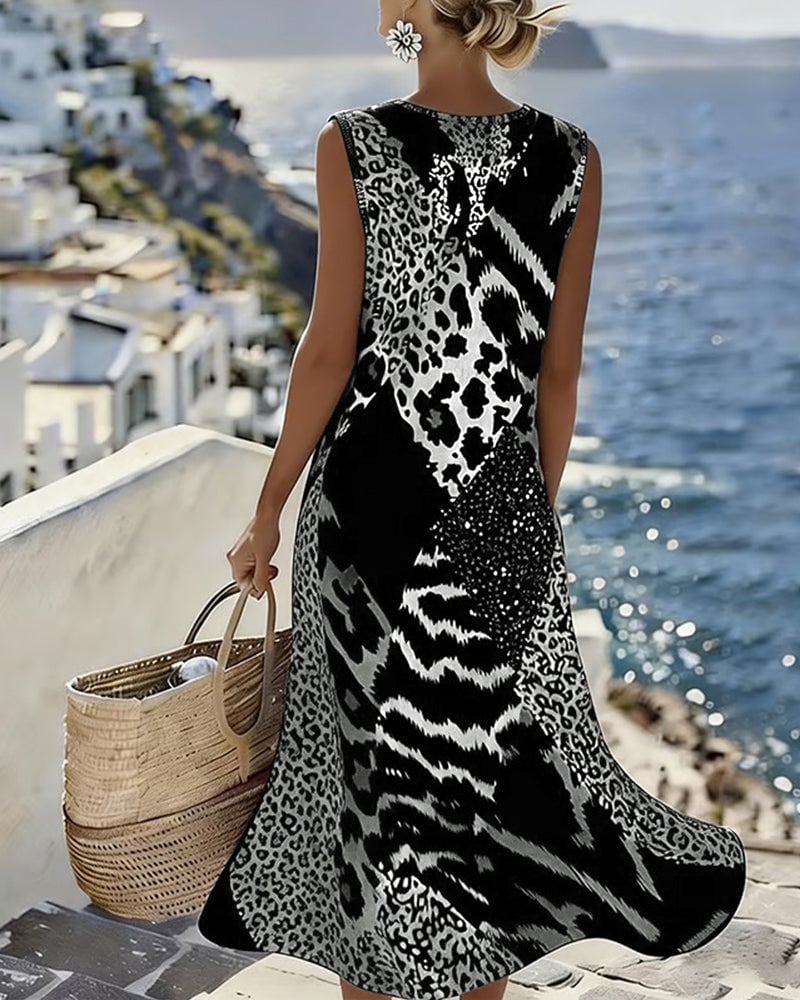 Nola | Patchwork Dress with Leopard Pattern