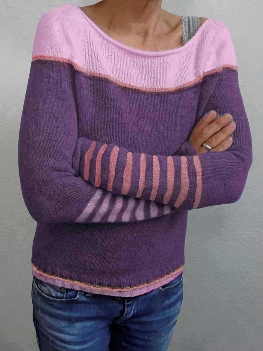 Callie | Long Sleeve Striped Knit Sweater