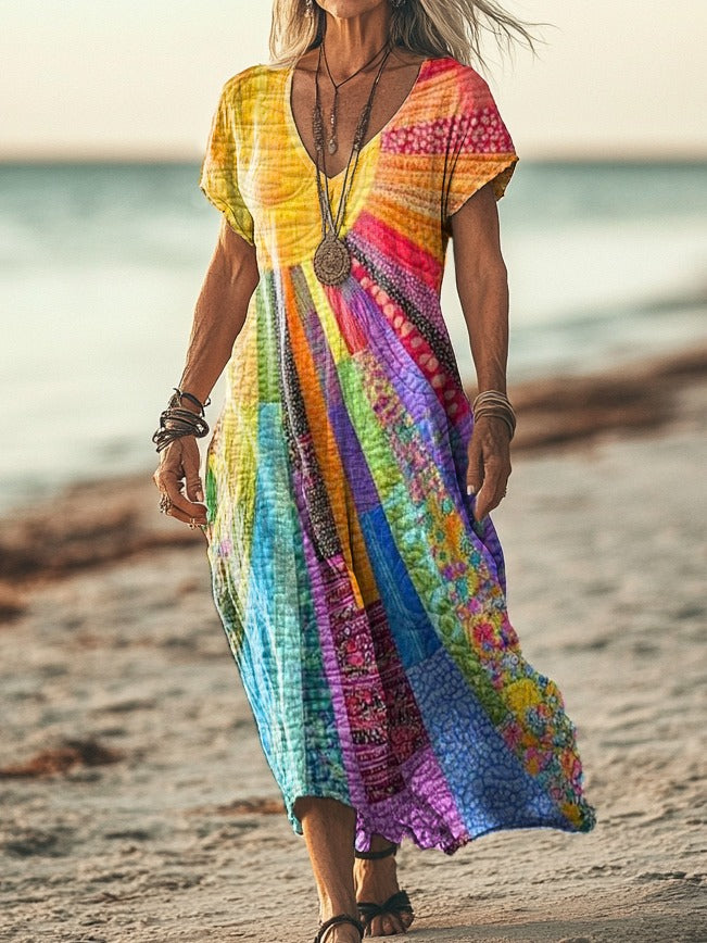 Josephine | Women's Bohemian Sun Design Dress