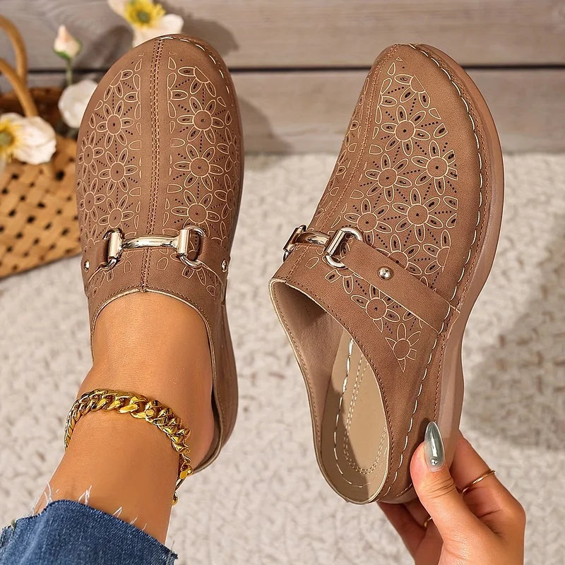 Cynthia | Casual Mules with Floral Pattern and No Laces