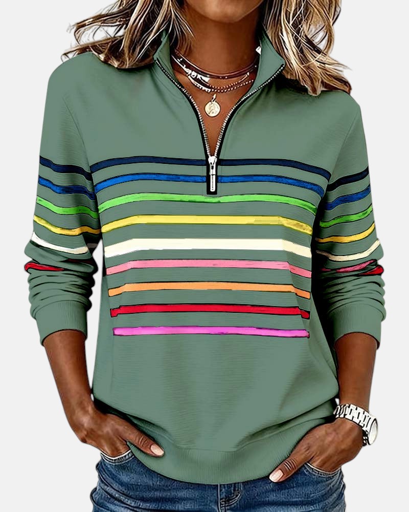 Alicia | STRIPED ZIP HOODIE
