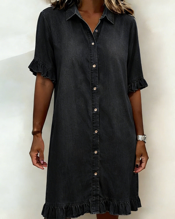 Sadie | Comfortable Denim Dress With Flattering Rubbing