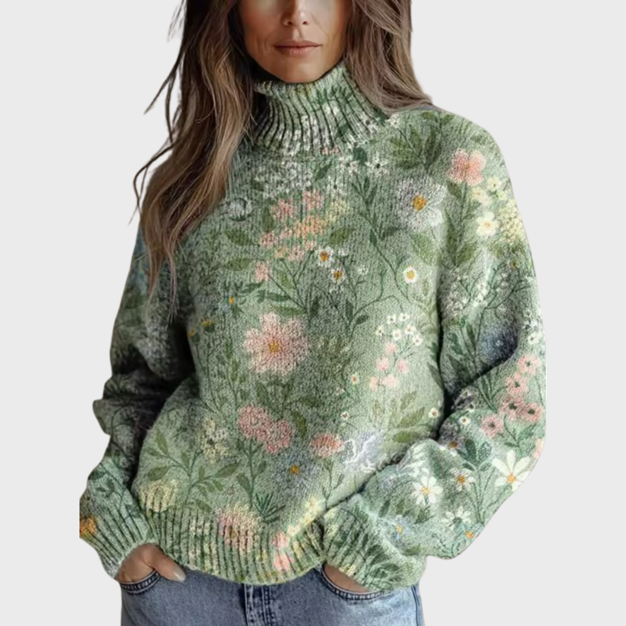 Anna | Cozy Floral Sweater with Turtleneck