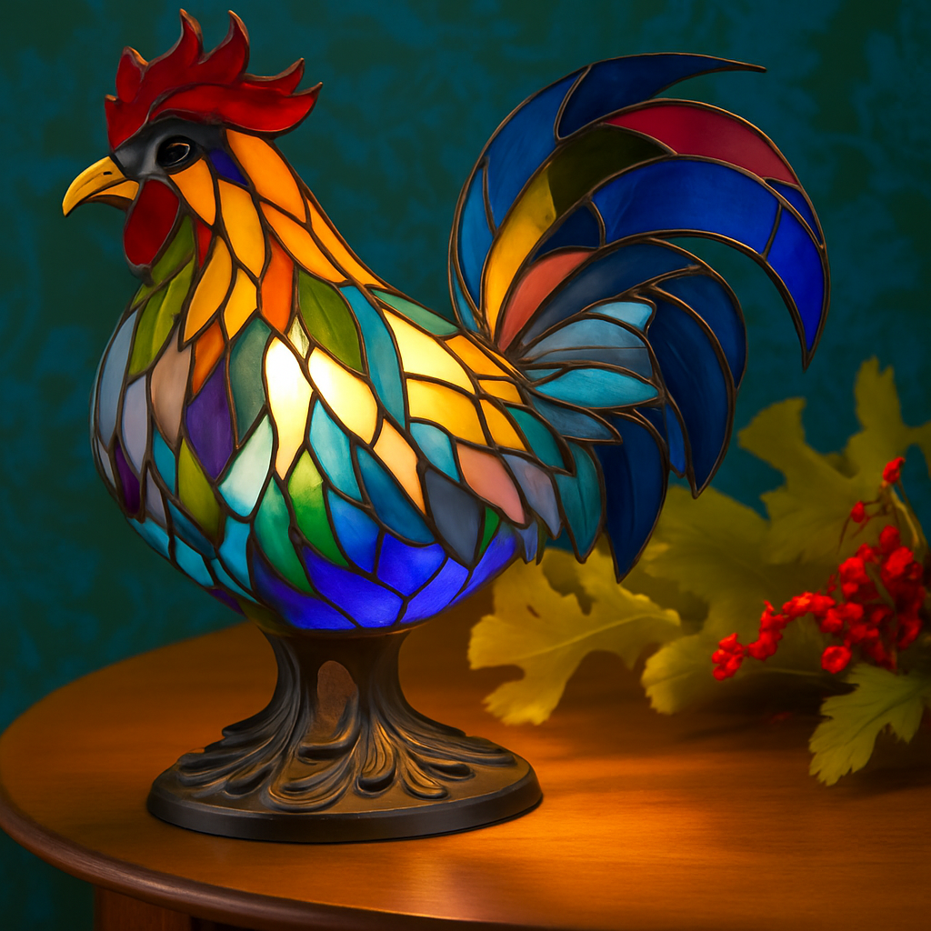 Cocotte | Magical colored glass rooster lamp