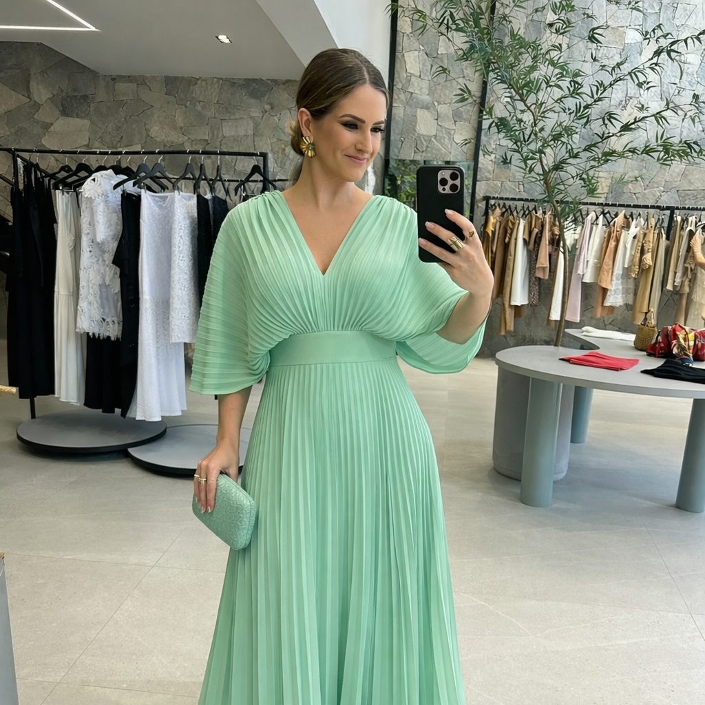 Maria | Lively Maxi Dress with Pleats