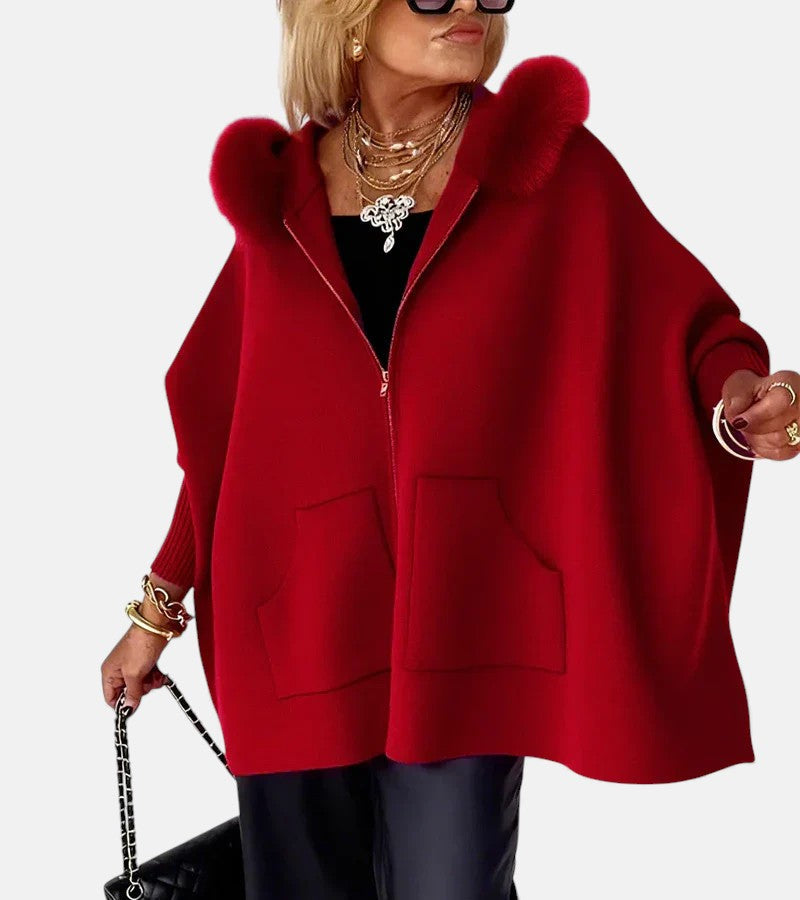 Leona | Casual Hooded Coat with Fur Collar