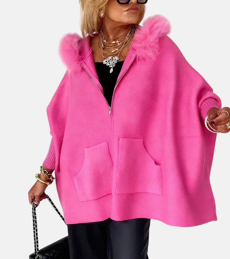 Leona | Casual Hooded Coat with Fur Collar