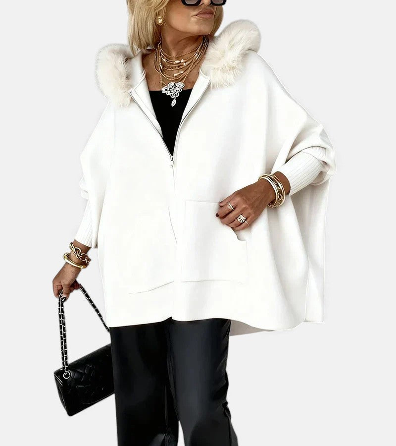 Leona | Casual Hooded Coat with Fur Collar