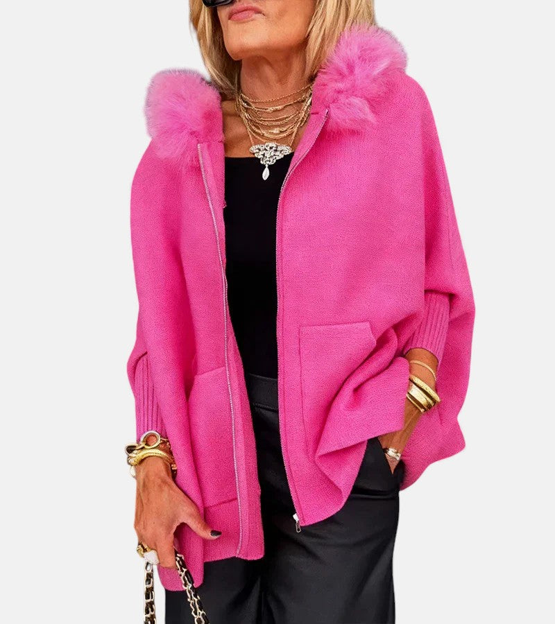 Leona | Casual Hooded Coat with Fur Collar