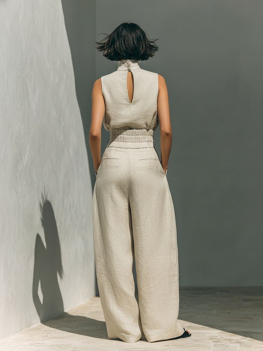 Freya | Sleeveless Blouse And Wide Leg Pants Set