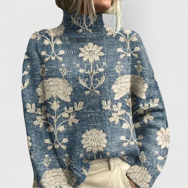 ELARA | Vintage Floral Knit Sweater