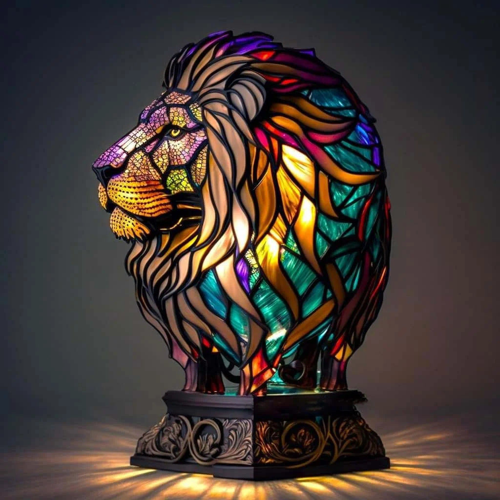 Minette | Lampada leone magico in vetro colorato