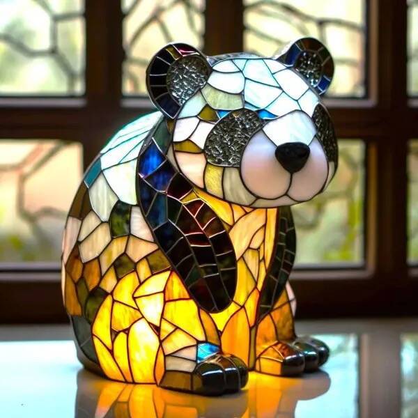 Loustic | Lampada panda magica in vetro colorato
