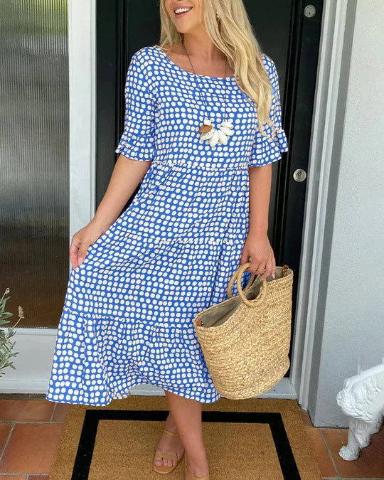 Samantha | Elegant dress with short sleeves and medium length