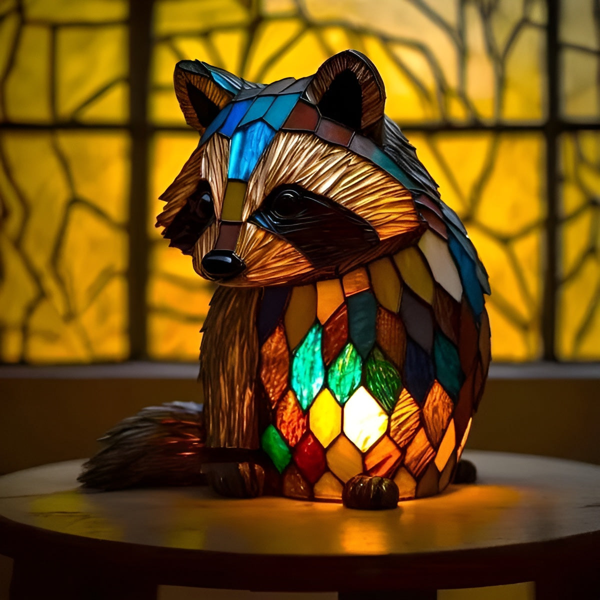 Grisou | Magical raccoon lamp made of colored glass