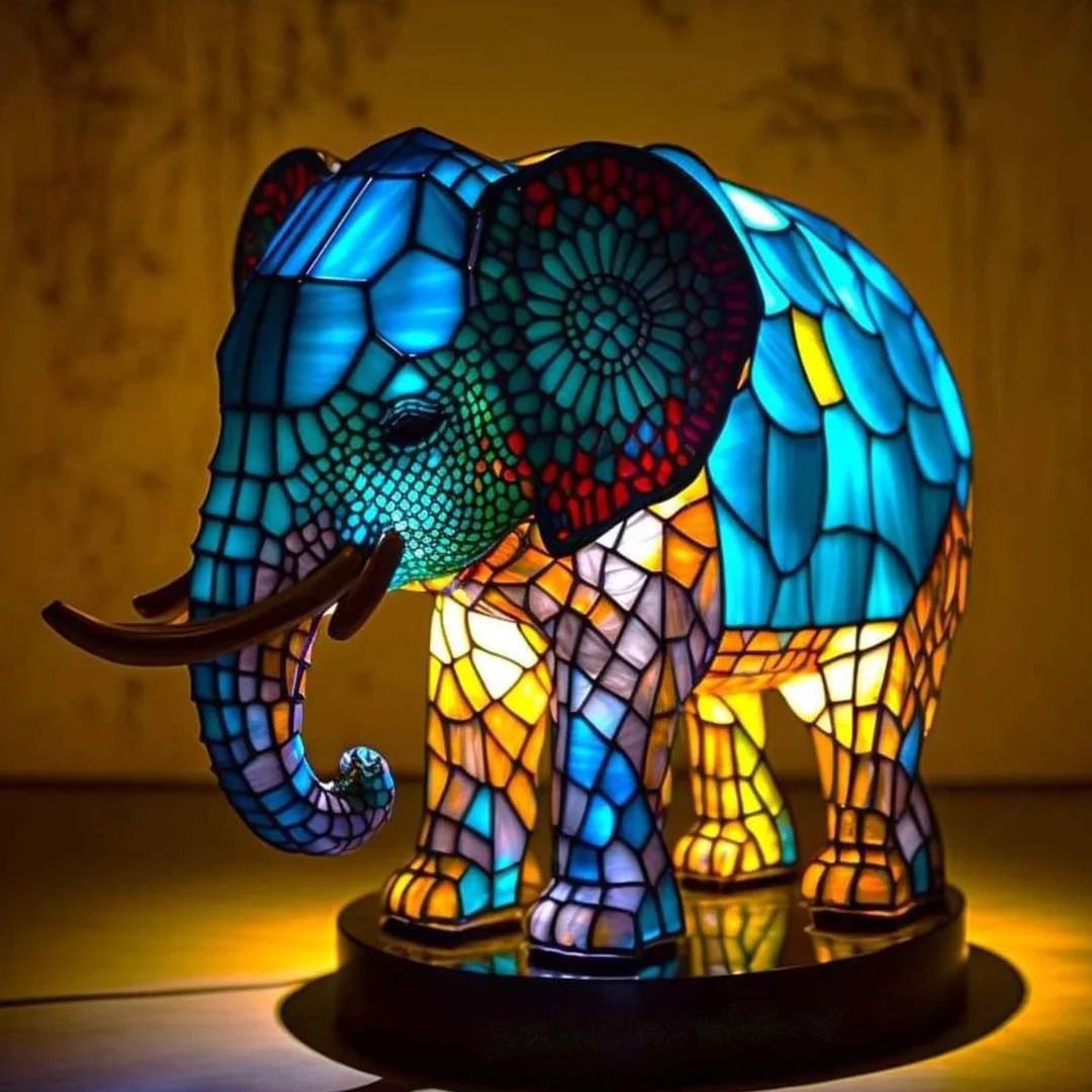 Nounours | Lampada elefante magica in vetro colorato