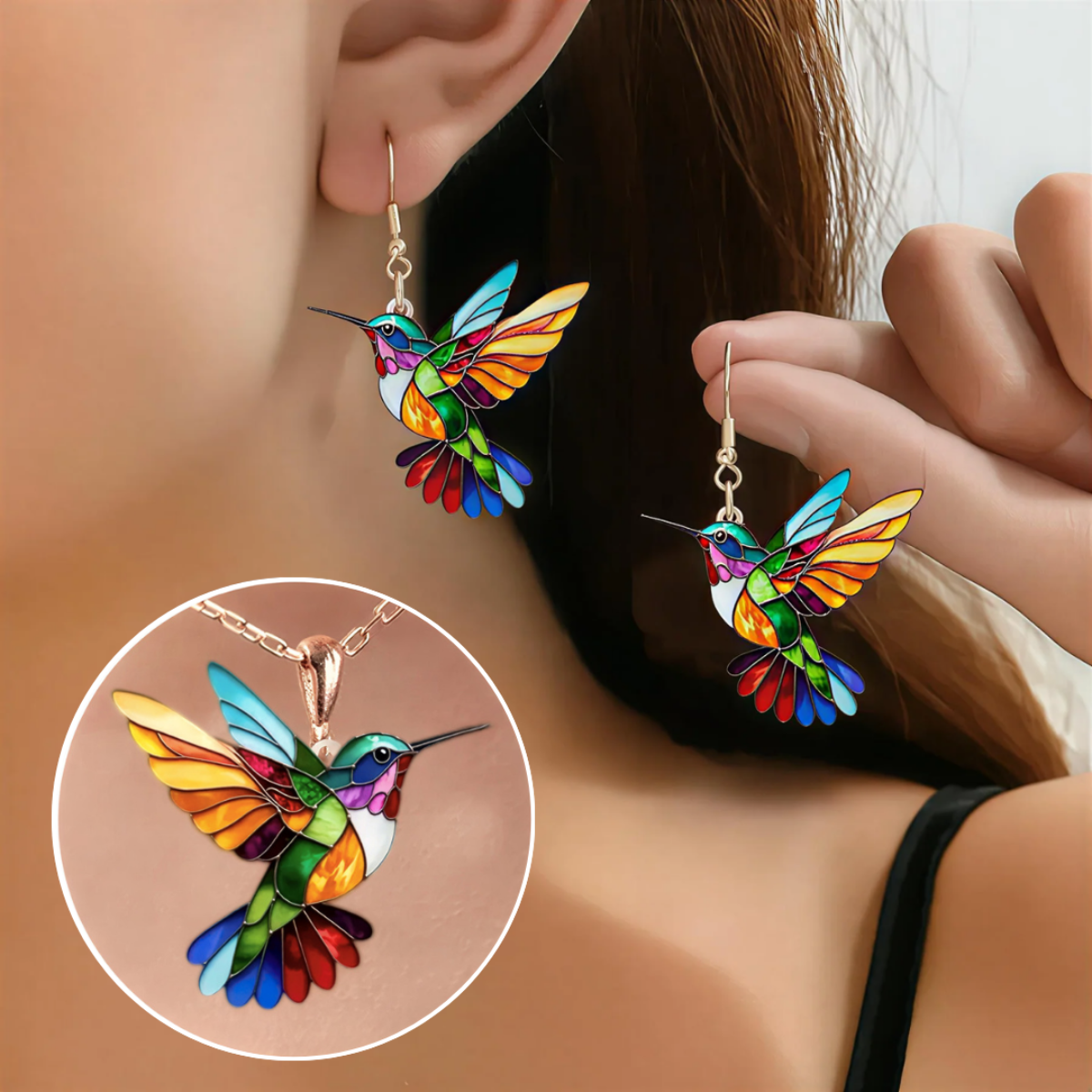 Carmen | Hummingbird Earrings & Necklace