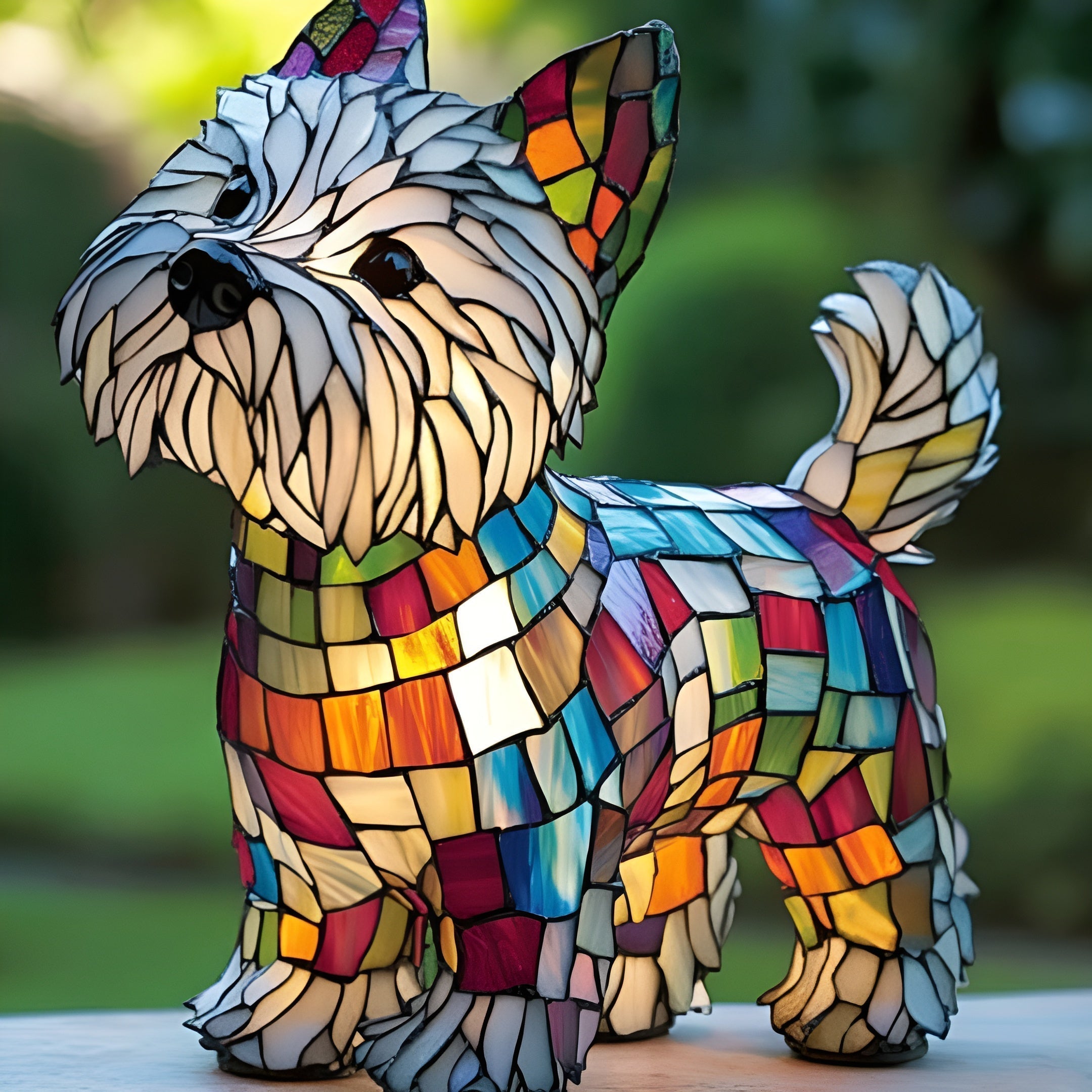 Toutou | Magical dog lamp made of colored glass