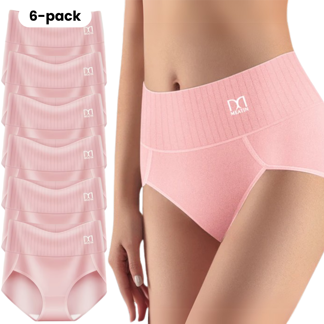 Shaplex | 6-Pack Breathable and Comfortable High-Waisted Panties with Tummy Support