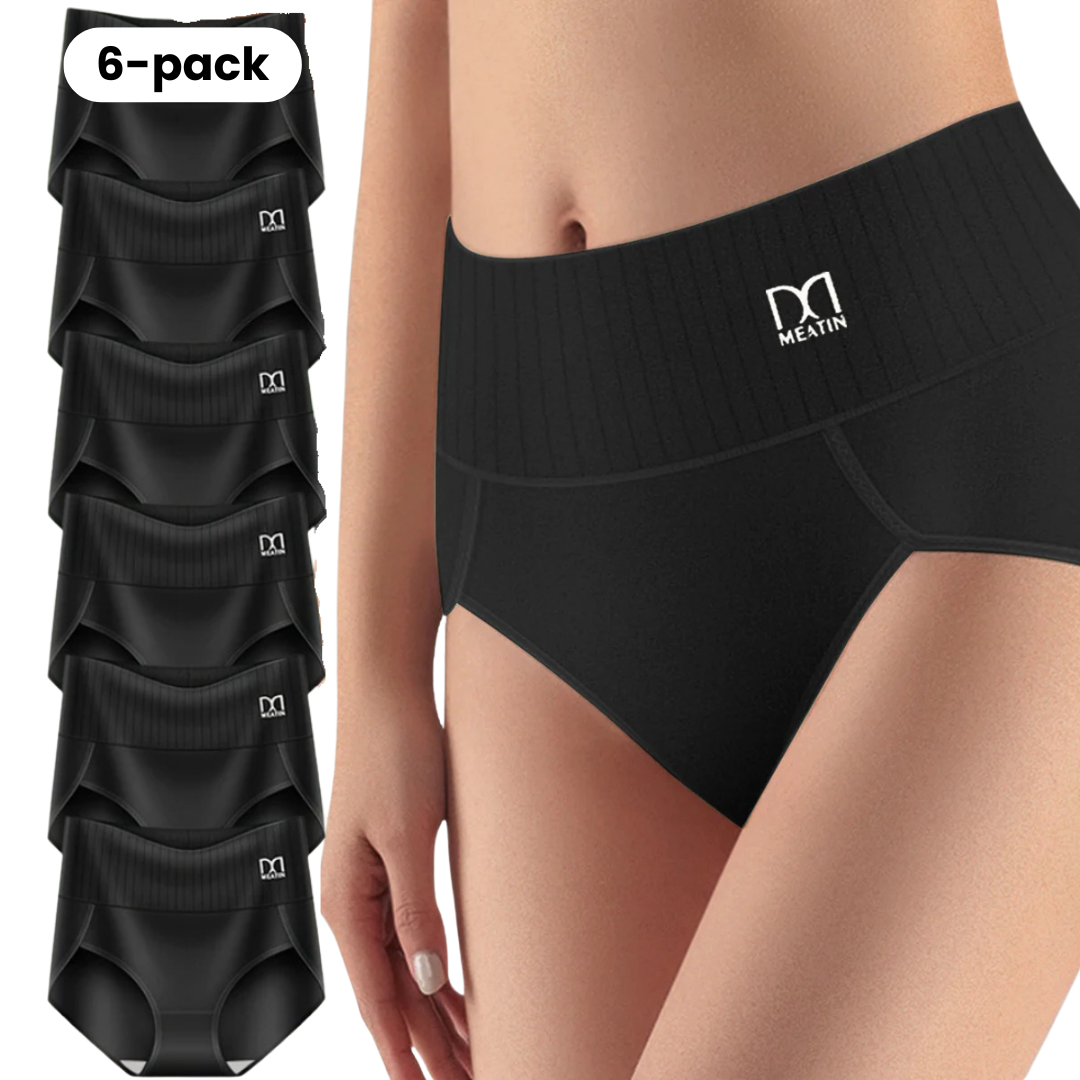 Shaplex | 6-Pack Breathable and Comfortable High-Waisted Panties with Tummy Support