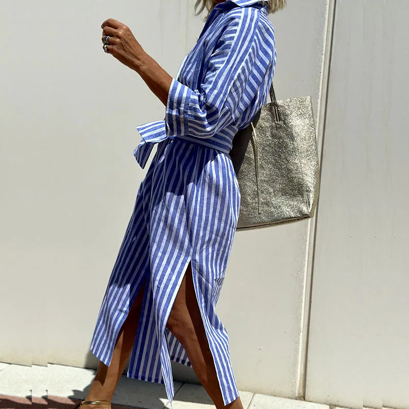 Cerys | Elegant Striped Shirt Dress