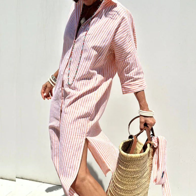 Cerys | Elegant Striped Shirt Dress