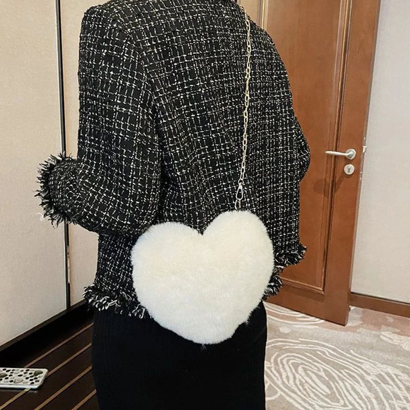 Geneva | Plush Heart Shoulder Bag