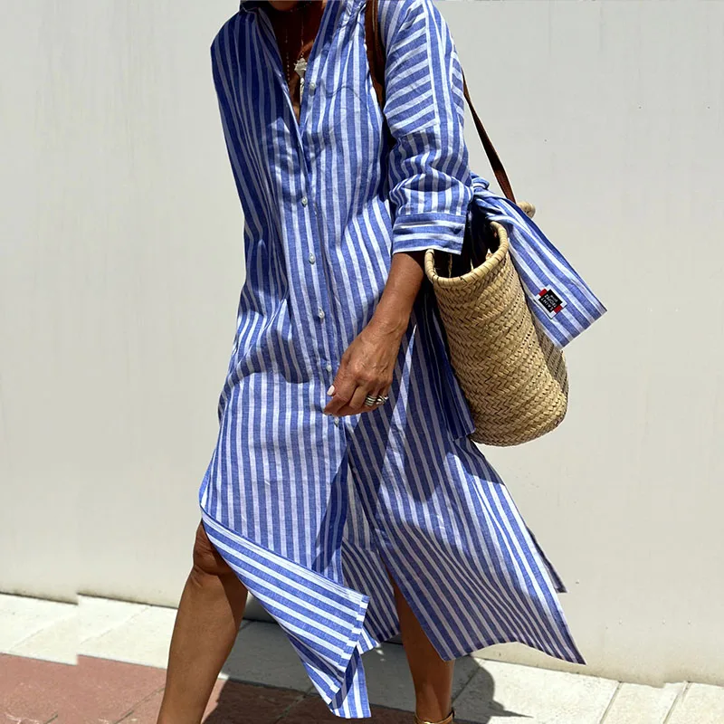 Cerys | Elegant Striped Shirt Dress
