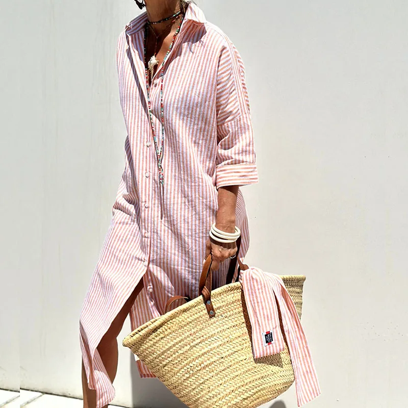 Cerys | Elegant Striped Shirt Dress