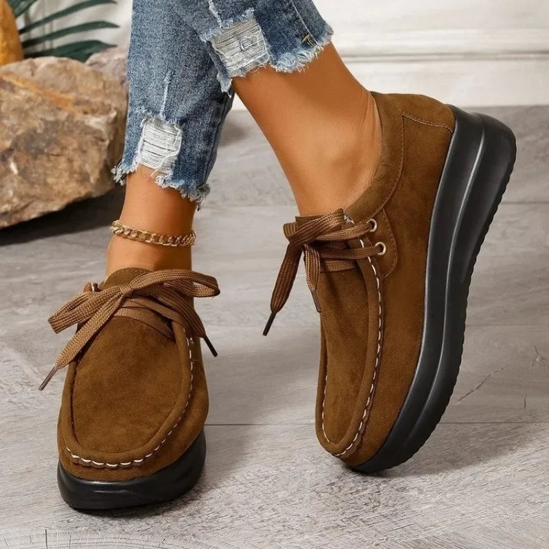 Amy | Lace Up Suede Shoes With Non Slip Sole