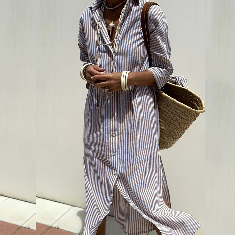 Cerys | Elegant Striped Shirt Dress