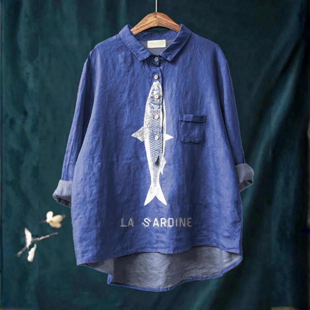 Emma | Sardine Fish Graphic Printed Women's Casual Shirt