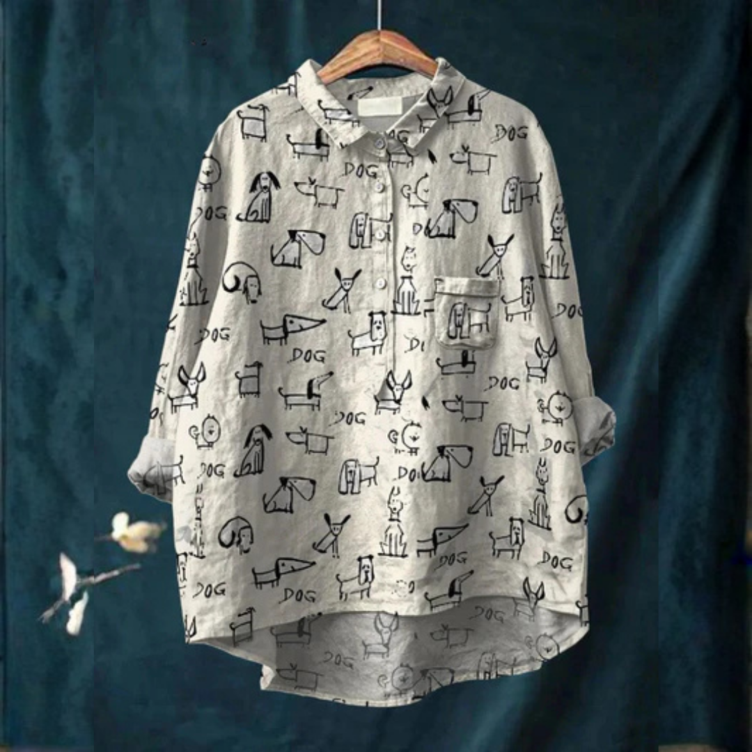 Rebecca | Women's Cute Dog Print Casual Shirt