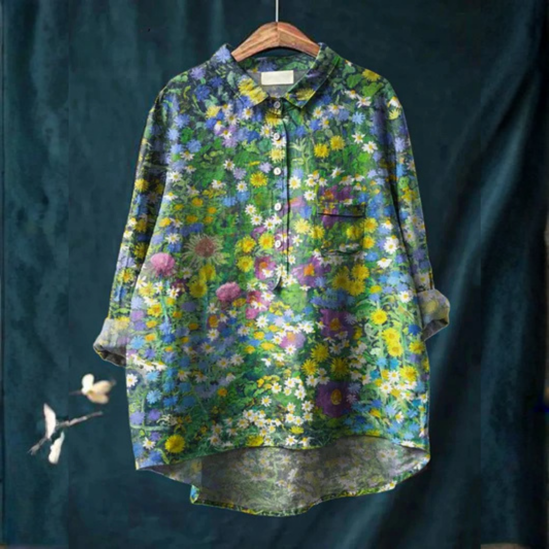 Laura | Women's Vintage Floral Art Print Casual Shirt