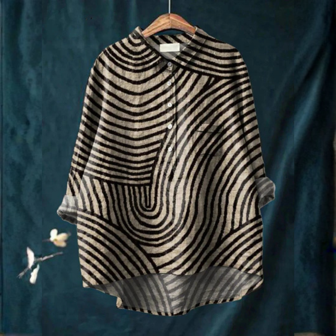 Helen | Women's Circular Line Pattern Print Casual Shirt