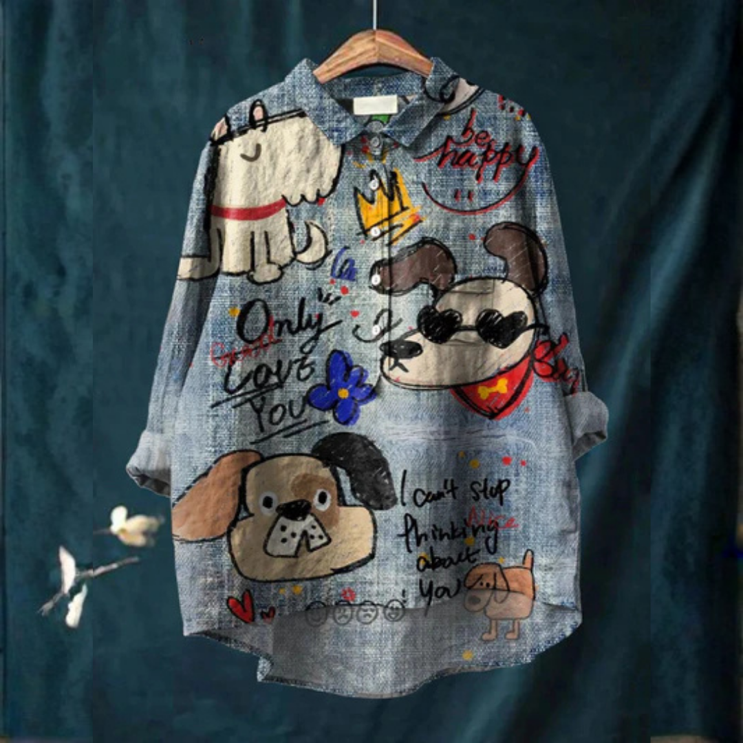 Melissa | Cute Dog Art Print Casual Shirt