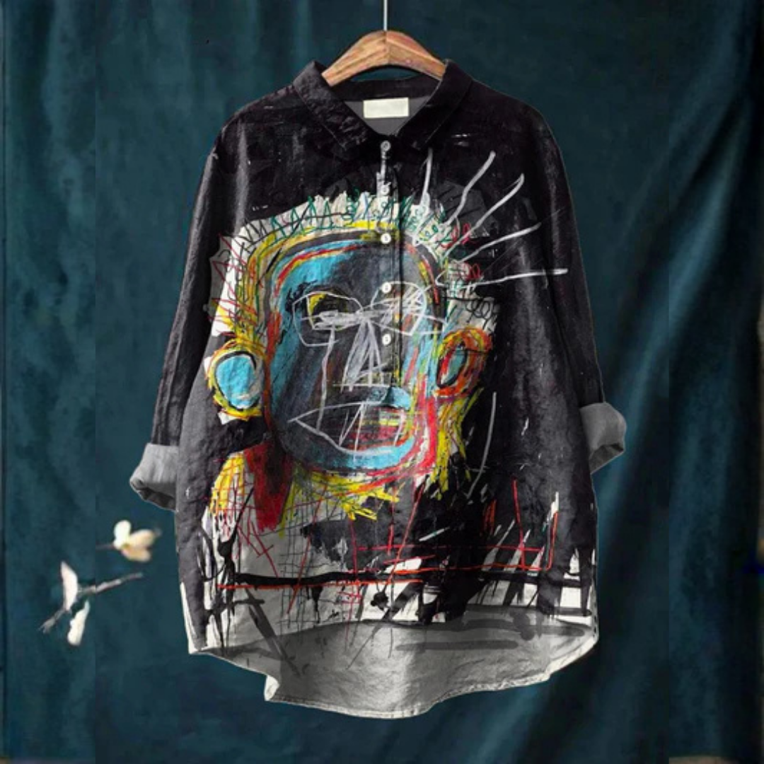 Amanda | Vintage Abstract Figure Painting Art Print Casual Shirt