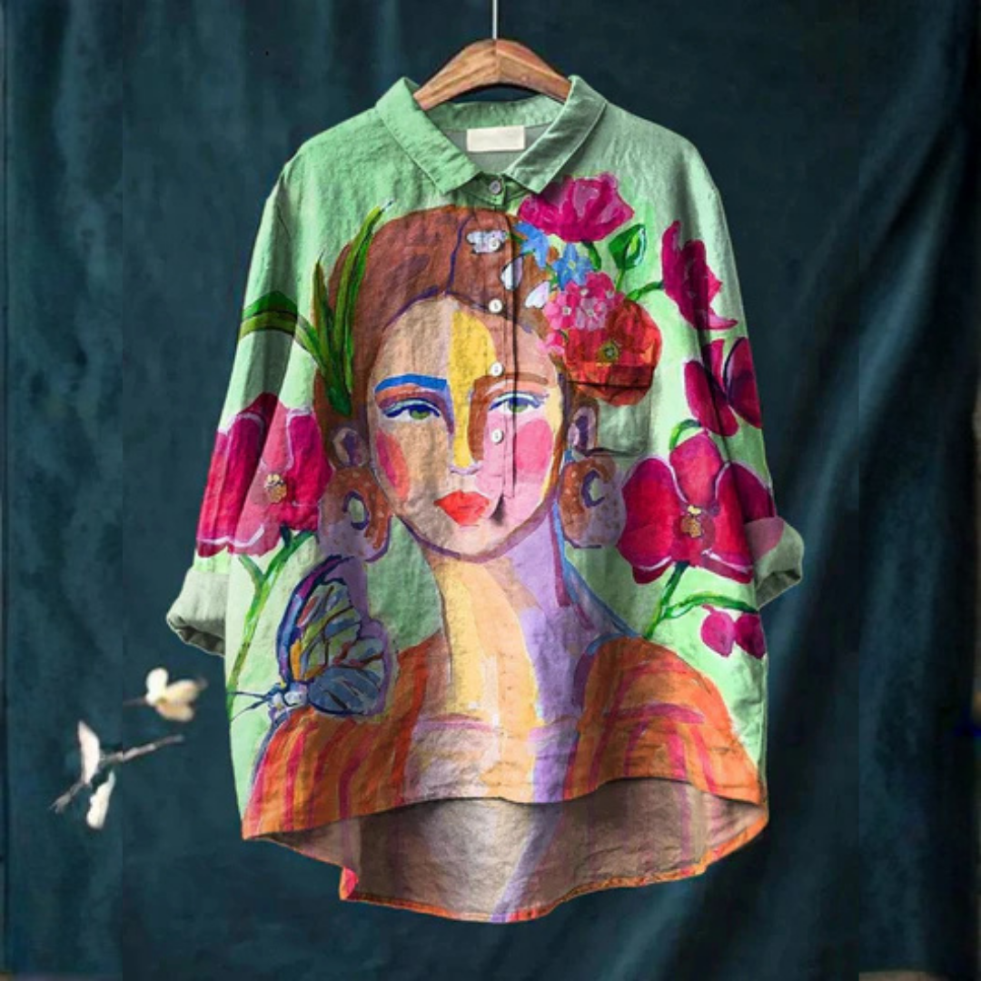 Sarah | Oil Painting Women's Portrait Art Printed Women's Casual Shirt