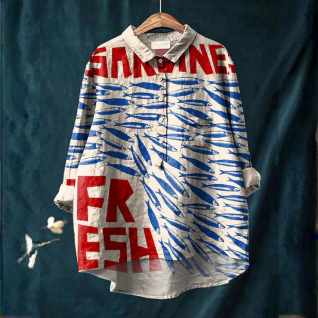 Elizabeth | Women's Vintage Fish Art Print Casual Shirt